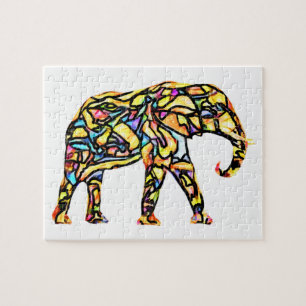 Quebra-cabeça de Elefante de Vidro Colorido