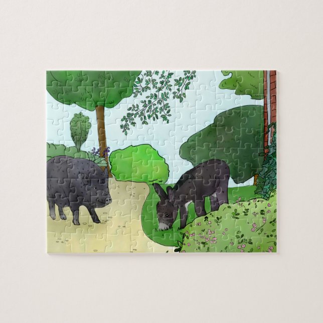 Quebra-cabeça de Esel und Schweinchen (Horizontal)