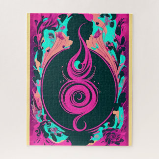 Quebra-cabeça de espiral abstrato púrpura e preta 