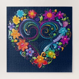 Quebra-cabeça de espiral do coração azul escuro