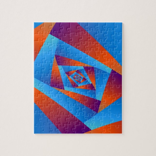 Quebra-cabeça de espiral laranja e azul (Vertical)