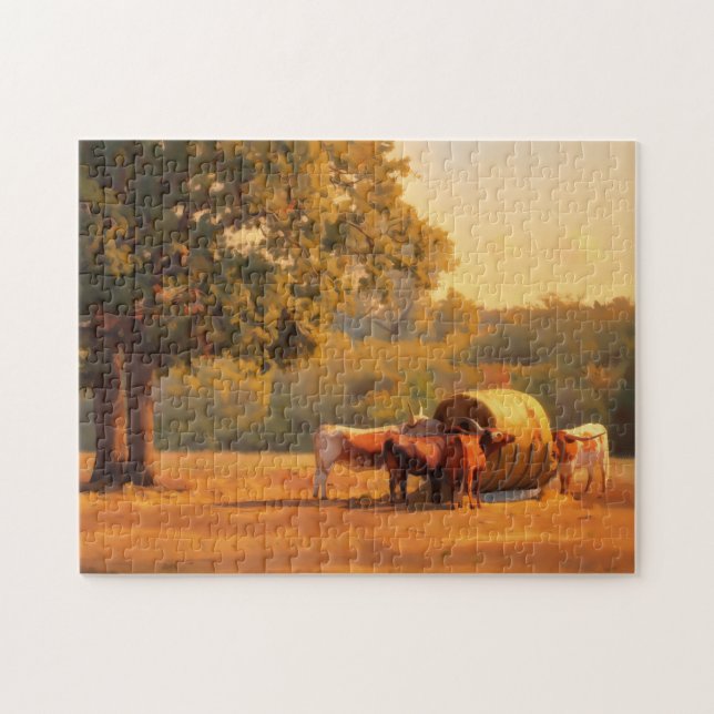 Quebra-cabeça de Fazenda de Vaca de Arte em Estilo (Horizontal)