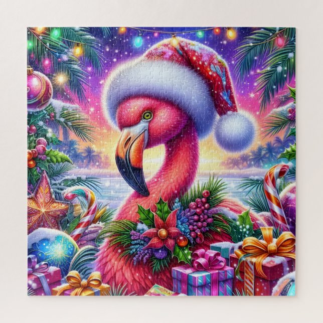 Quebra-cabeça de Flamingo de Natal (Vertical)