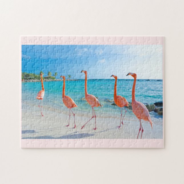 Quebra-cabeça de flamingos rosa (Horizontal)