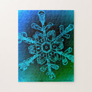 Quebra-cabeça de Floco de Neve Azul e Verde Foto