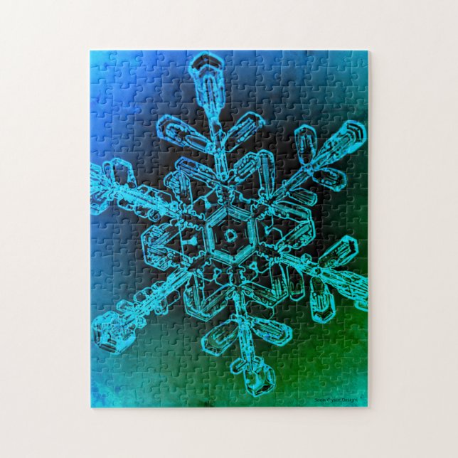 Quebra-cabeça de Floco de Neve Azul e Verde Foto J (Vertical)