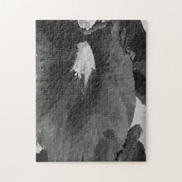 Quebra-cabeça de Flor Hollyhock Preto e Branco Dif