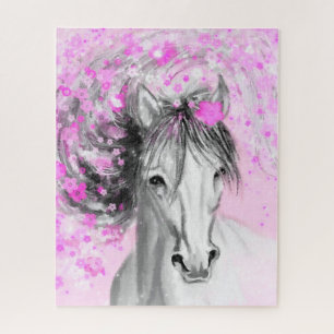 Quebra-cabeça de Flores Brancas e Rosa - Pintura