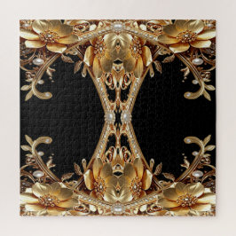 Quebra-cabeça de Flores Decorativas Douradas