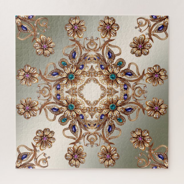Quebra-cabeça de Flores Jóias Douradas Elegantes (Vertical)