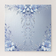 Quebra-cabeça de Flores Ornamentais Azuis