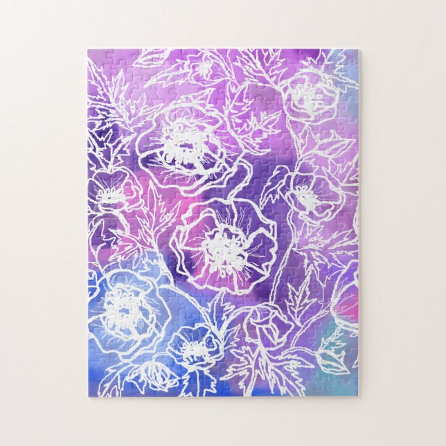 Quebra-cabeça de Flores Pintura Floral Roxa (Vertical)
