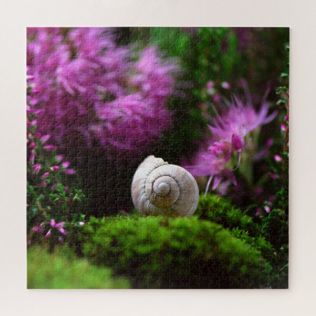 Quebra-cabeça de Flores Roxas de Caracol Fofo da N (Horizontal)