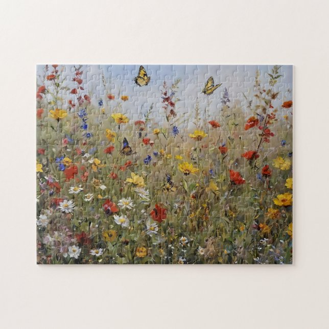 Quebra-cabeça de Flores Silvestres e Borboletas (Horizontal)