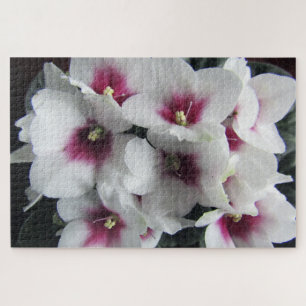 quebra-cabeça de flores violetas africanas rosa