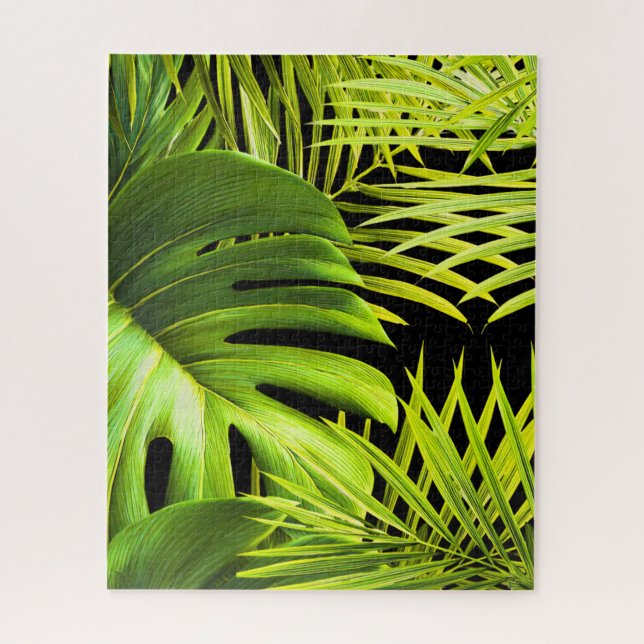 Quebra-cabeça de Folhas de Monstera e Palmeira Tro (Vertical)