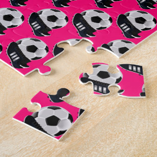 Quebra-cabeça de Futebol Hot Fuchsia Rosa