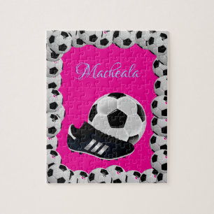 Quebra-cabeça de Futebol Rosa Neon