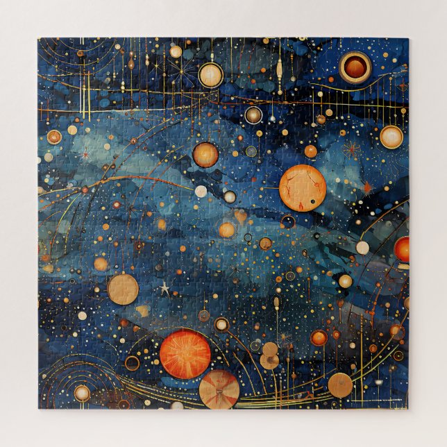 Quebra-cabeça de Galáxia Dourada Celestial (Vertical)
