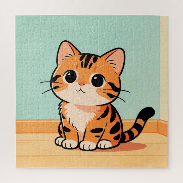 Quebra-cabeça de Gatinho Atigrado Fofo (Vertical)