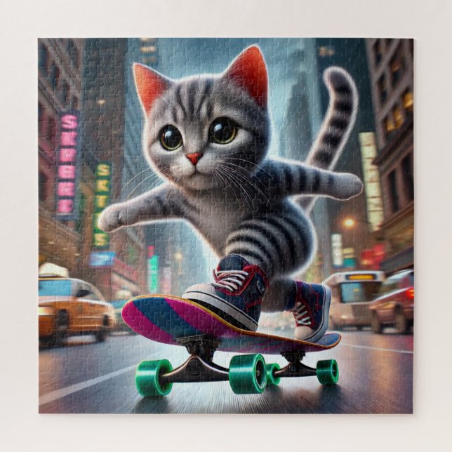 Quebra-cabeça de Gatinho de skate (Vertical)