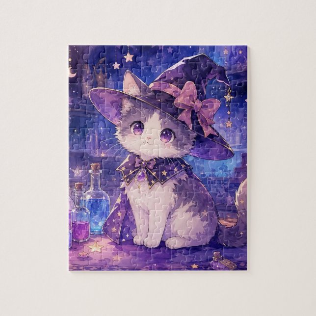 Quebra-cabeça de Gatinho Feiticeira Fofa (Vertical)