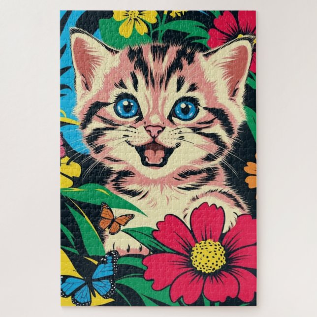 Quebra-cabeça de Gatinho Fofo em Estilo de Pintura (Vertical)