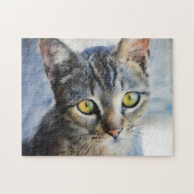 Quebra-cabeça de Gato com Rosto de Gatinho Tabby C (Horizontal)
