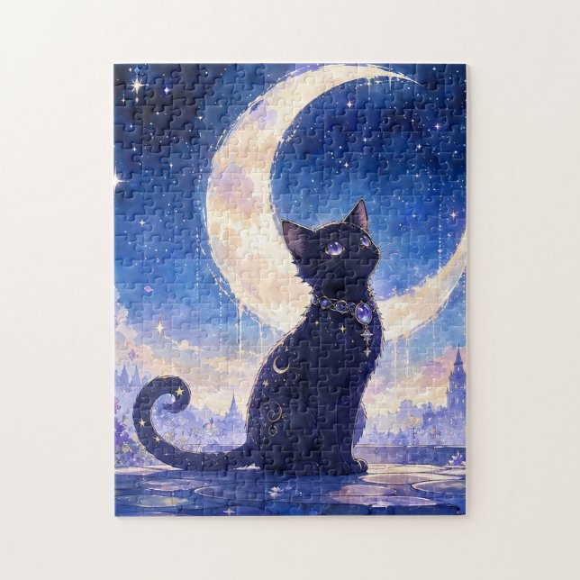 Quebra-cabeça de Gato Preto ao Luar (Vertical)