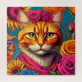 Quebra-cabeça de gato ruivo colorido!