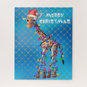 Quebra-cabeça de Girafa de Natal