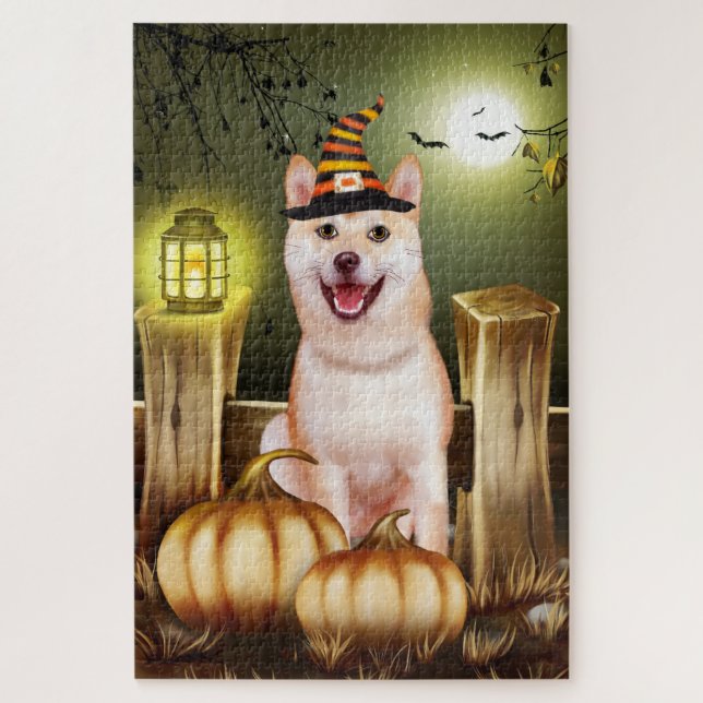 Quebra-cabeça de Halloween do Shiba Inu (Vertical)