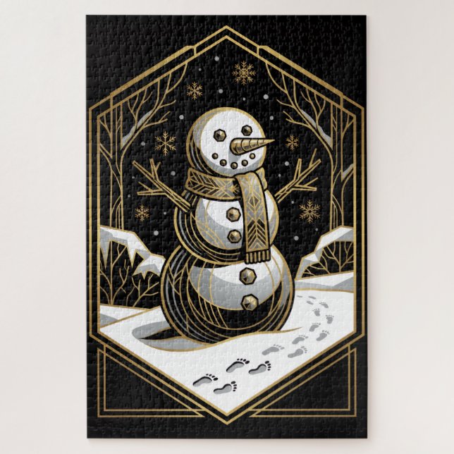 Quebra-cabeça de Homem de Neve Art Déco (Vertical)