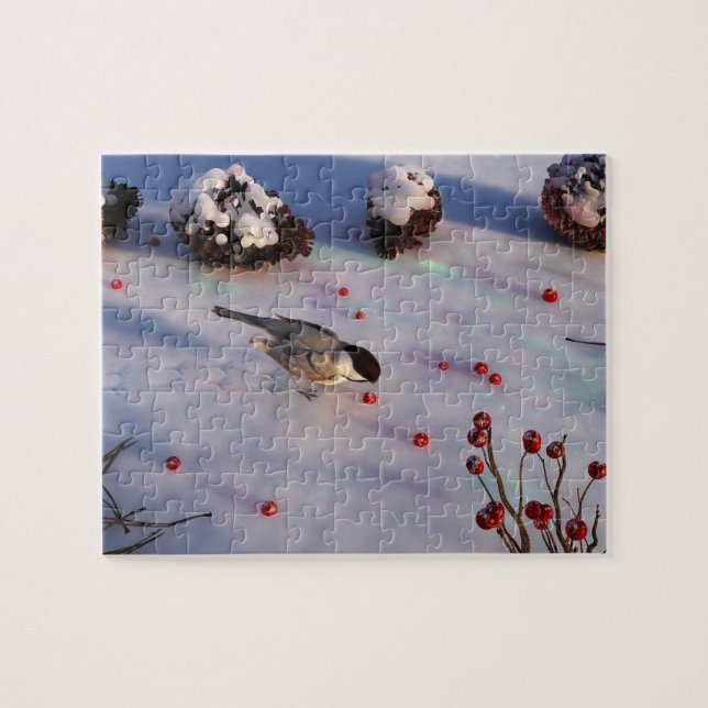 Quebra-cabeça de inverno Chickadee (Horizontal)