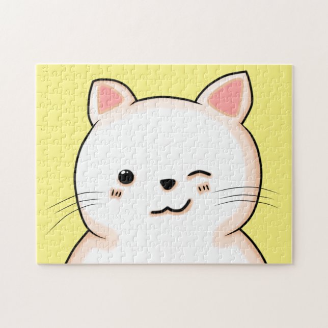Quebra-cabeça DE JIGSAW, GATO DE WINKING GIGUAL (Horizontal)