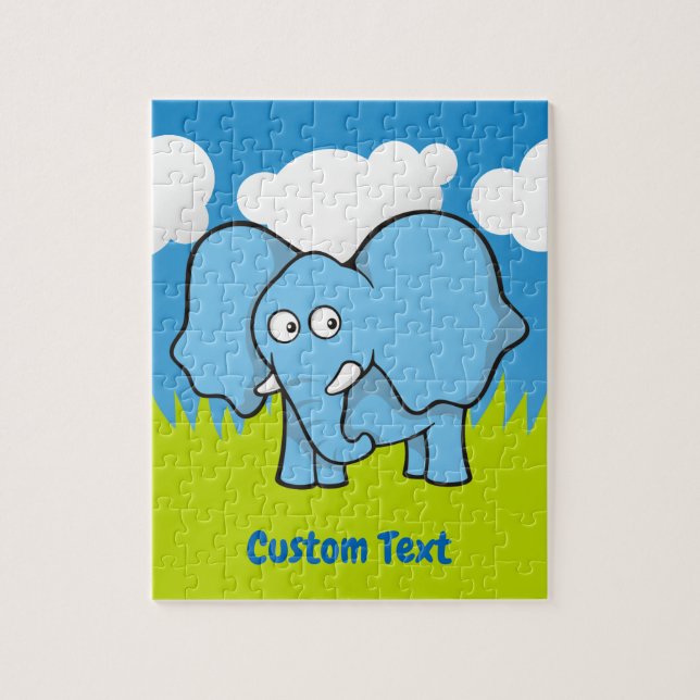 Quebra-cabeça de jigserra de elefante azul (Vertical)