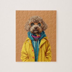 Quebra-cabeça de Labradoodle com caixa de presente