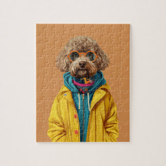 Quebra-cabeça de Labradoodle com caixa de presente