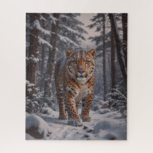 Quebra-cabeça de Leopardo Inverno (Vertical)