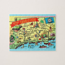Quebra-cabeça de Mapa de Cartão Postal de Connecti