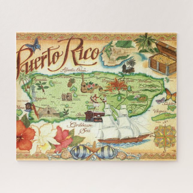 Quebra-cabeça de Mapa Porto Rico 16x20 (Horizontal)