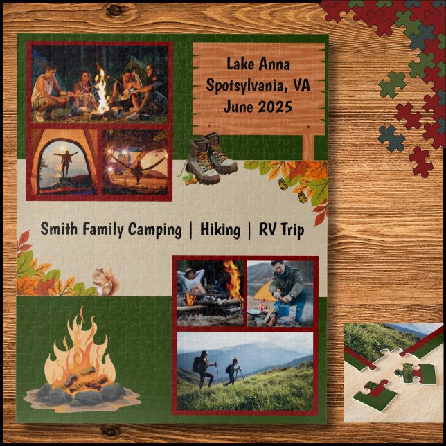 Quebra-cabeça de Memórias de Camping Familiar em R (Family Camping RV Hiking Memories Puzzle)