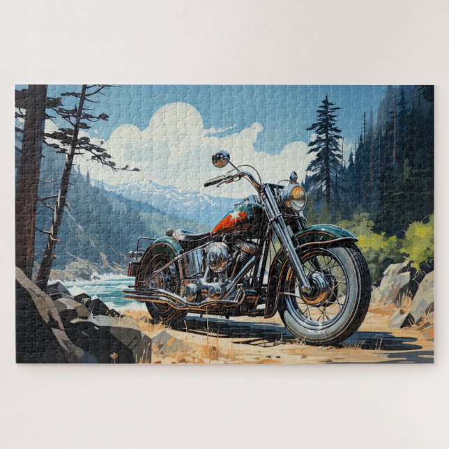 Quebra-cabeça de Moto ao lado de uma Corrente de M (Horizontal)