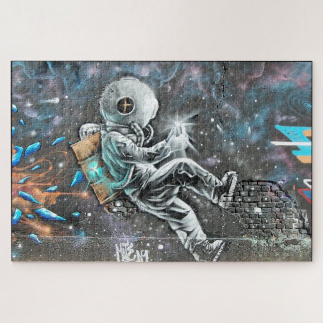 Quebra-cabeça de Mural de Arte de Rua de Astronaut (Horizontal)