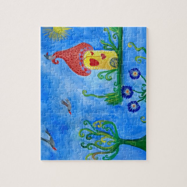 Quebra-cabeça de Mushroom House com caixa de prese (Vertical)