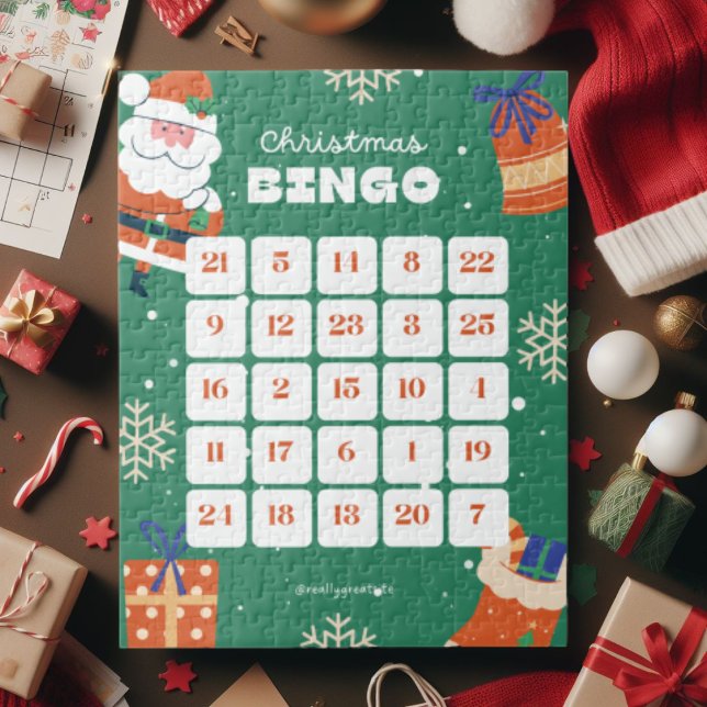 Quebra-cabeça de Natal Branco Verde Bingo Jigsera (Criador carregado)