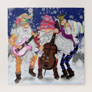 Quebra-cabeça de Natal Dando Banda aos Gnomos Feli