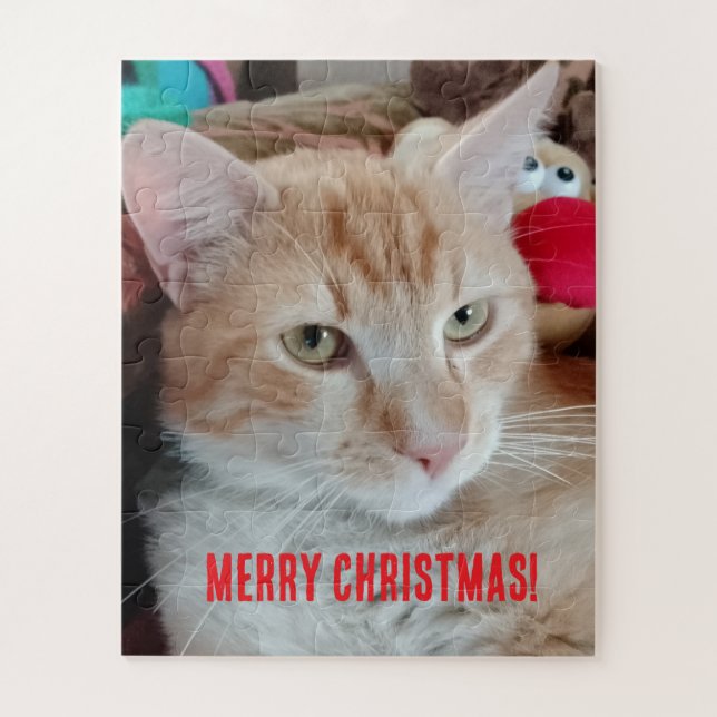Quebra-cabeça de Natal de Foto de Gato (Vertical)