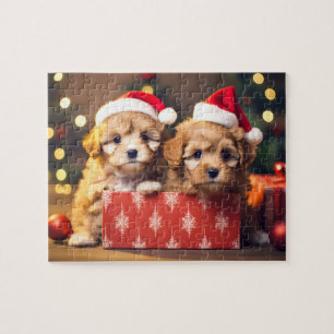 Quebra-cabeça de Natal Festivo Puppy Duo