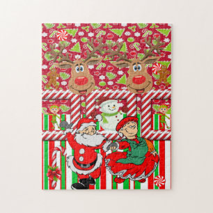 Quebra-cabeça de Natal Papais noeis Reindeer Elf